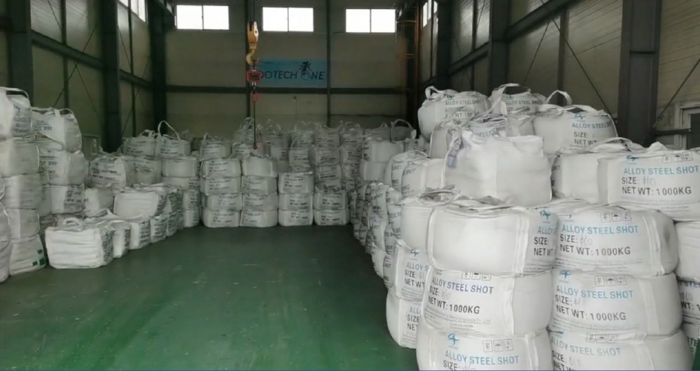 Steel shot inventory at Korea branch warehouse